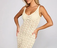 Laid Back Glamour Crochet Knit Midi Dress