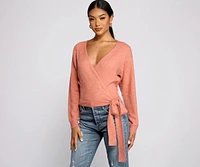 Surplice Sweetie Tie Waist Sweater