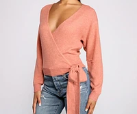 Surplice Sweetie Tie Waist Sweater