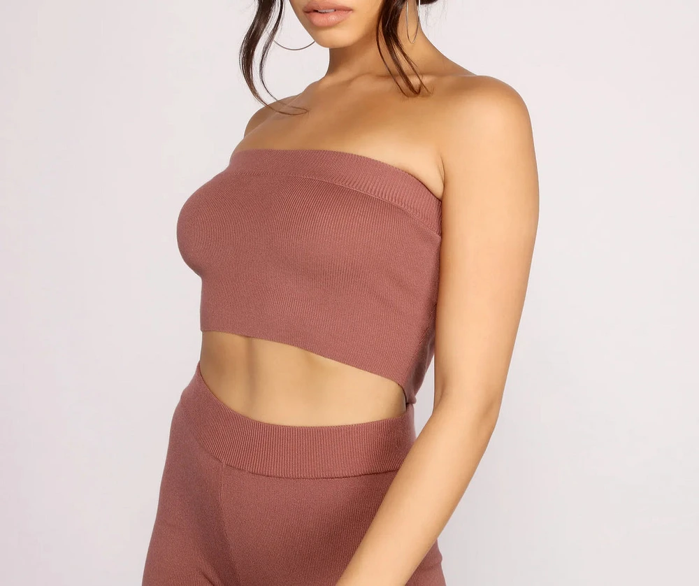 Keeping Knit Casual Crop Tube Top