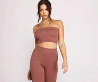 Keeping Knit Casual Crop Tube Top