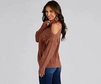 Chic Cold-Shoulder Knit Sweater