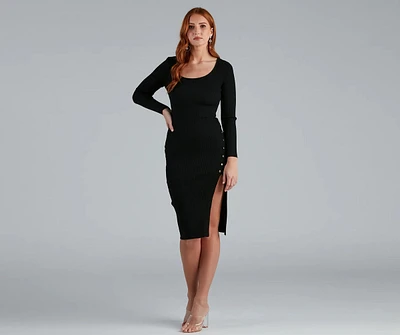 Day To Night Snap Button Midi Dress