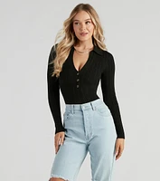 Preppy Affair Henley Long Sleeve Bodysuit