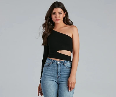 One Shoulder Allure Cutout Top