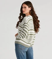 Casual Cute Striped Oversized Sweater