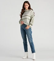 Casual Cute Striped Oversized Sweater