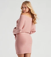 Cold Classic Dolman Sleeve Belted Sweater Dress