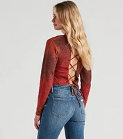 Autumn Spice Lace-Up Sweater