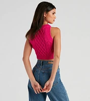 Trendsetting Cutie Cable Knit Cropped Tank