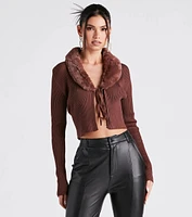 Fur Real Slay Knit Crop Cardigan