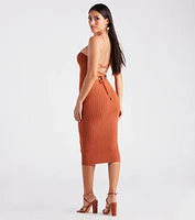 Island Rhythm Halter Sweater Midi Dress