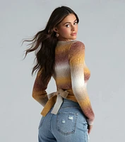 Sunset Ombre Stripe Tie Back Crop Sweater