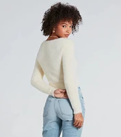 Cuddle Up Eyelash Knit Scoop Neck Crop Sweater