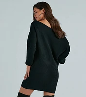 Casual And Cozy Off-The-Shoulder Sweater Dress