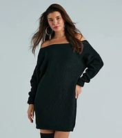 Casual And Cozy Off-The-Shoulder Sweater Dress