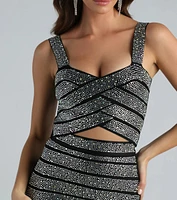 All Night Glitz Rhinestone Bandage Crop Top