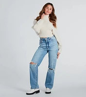 Amp Up The Coziness Mock Neck Cropped Sweater