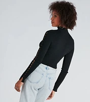 Chic Update Mock Neck Long Sleeve Crop Top