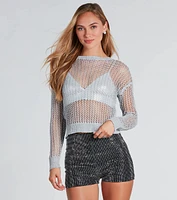 Luxurious Twist Fishnet Sweater With Bralette