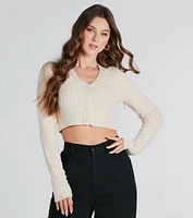 Such A Cutie Cable Knit Cropped Cardigan