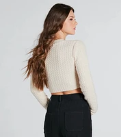 Such A Cutie Cable Knit Cropped Cardigan