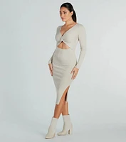 Twist Perfection Cutout Sweater Midi Dress