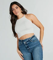 Cute Feel Halter Strappy Back Crop Top