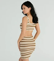 Perfect Match Sleeveless Striped Ribbed Knit Mini Dress