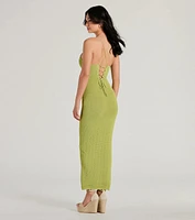 Feeling Myself High Neck Lace-Up Knit Maxi Dress