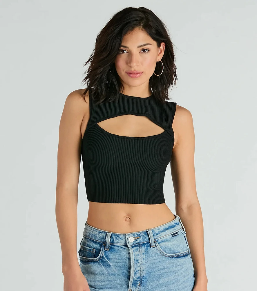 Basically The One Sleeveless Cutout Crop Top