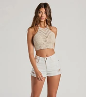 Trendy Oasis Halter Crochet Crop Top