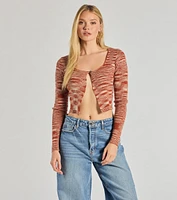 Sassy Knits Long Sleeve Button Crop Top