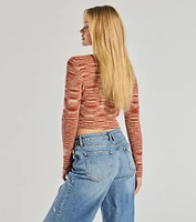 Sassy Knits Long Sleeve Button Crop Top