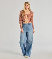 Sassy Knits Long Sleeve Button Crop Top