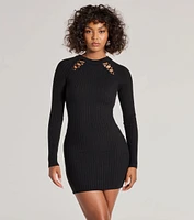 Setting The Trend Long Sleeve Cutout Mini Dress