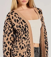 Fierce Vibes Leopard Print Long Sleeve Knit Duster