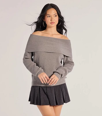 Cozy Factor Ribbed Knit Off-The-Shoulder Sweater