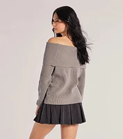 Cozy Factor Ribbed Knit Off-The-Shoulder Sweater