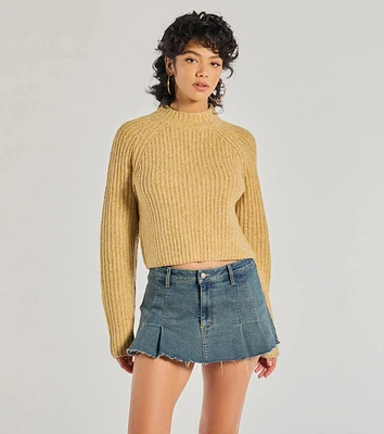 Stylishly Casual Mock Neck Knit Sweater