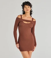 Effortless Vibe Ribbed Knit Long Sleeve Mini Dress