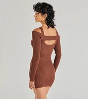 Effortless Vibe Ribbed Knit Long Sleeve Mini Dress