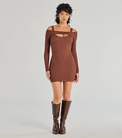 Effortless Vibe Ribbed Knit Long Sleeve Mini Dress