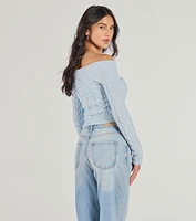 Cozy Cutie Off-The-Shoulder Cable Knit Top