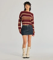 Preppy Style Striped Knit Crew Neck Sweater