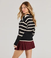 Classic And Cozy Striped Knit Oversized Cardigan