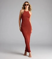 Going Places Lace-Up Knit Maxi Dress