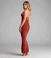 Going Places Lace-Up Knit Maxi Dress