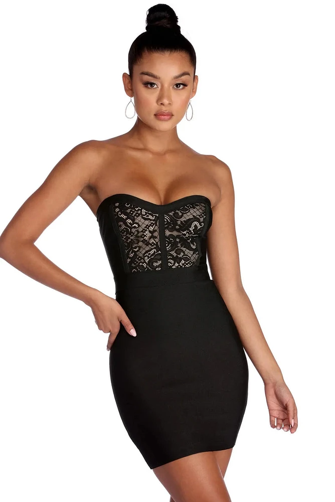 Lace To Midnight Bandage Dress