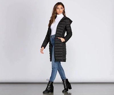 Long Puffer Hooded Jacket